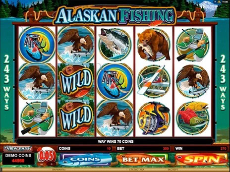 Бесплатные автоматы Alaskan Fishing комбинация с диким символом