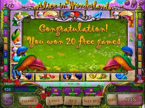 Онлайн слоты Alice in Wonderland 20 бесплатных игр