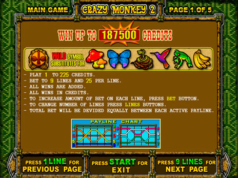 Онлайн автоматы Crazy monkey 2 правила игры