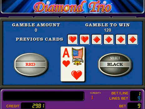 Онлайн слоты Diamond Trio риск игра