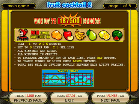 Игровые автоматы Fruit Cocktail 2 правила игры