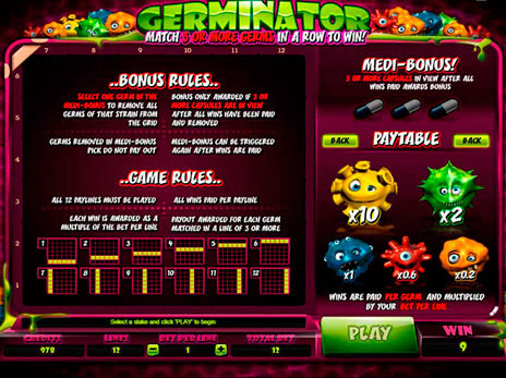 Онлайн слоты Germinator правила игры