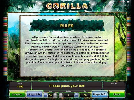 Игровые автоматы Gorilla правила игры