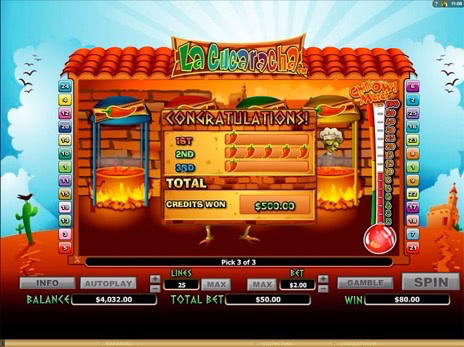 Игровые онлайн аппараты La Cucaracha выигрыш в бонус игре