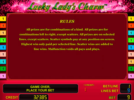 Бесплатные автоматы Lucky Ladys Charm Deluxe правила игры