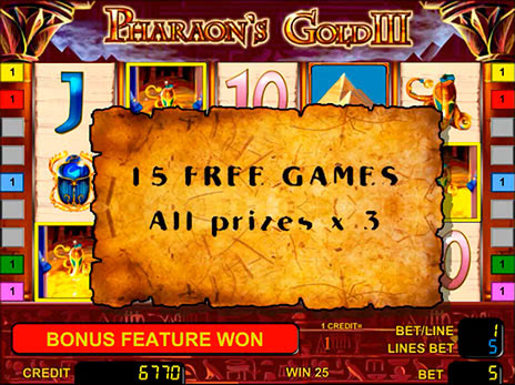 Онлайн автомат Золото Фараона 3 15 бесплатных игр