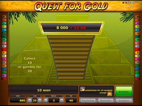 Слот аппараты Quest for Gold риск игра