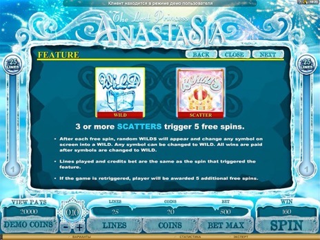 Игровые автоматы Пропавшая Принцесса Анастасия описание бесплатных игр
