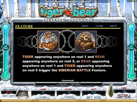 Онлайн слоты Tiger vs Bear описание диких символов